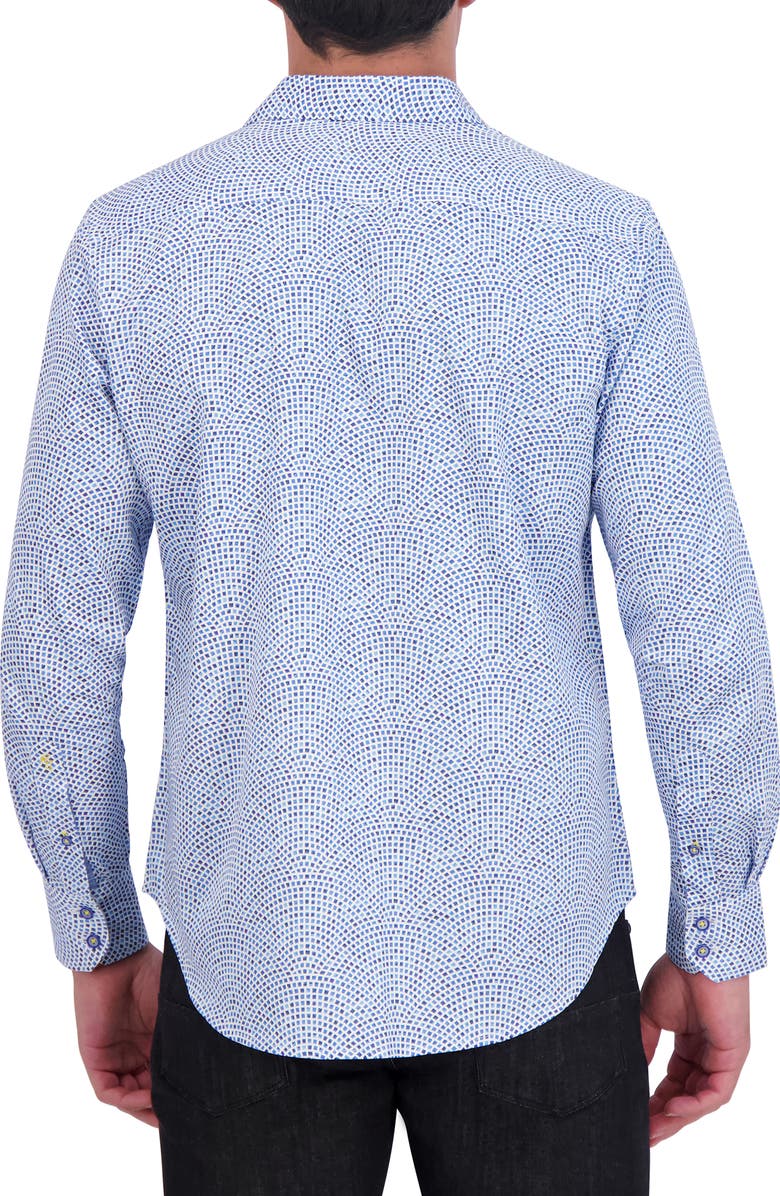 Robert Graham Abstract Grid Print Stretch Cotton Button-Down Shirt, Alternate, color, Blue