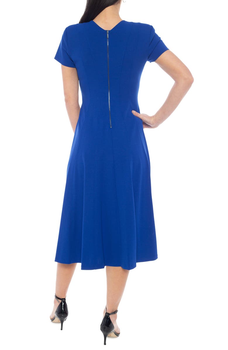 Oleg Cassini Crepe A-Line Dress, Alternate, color, Royal