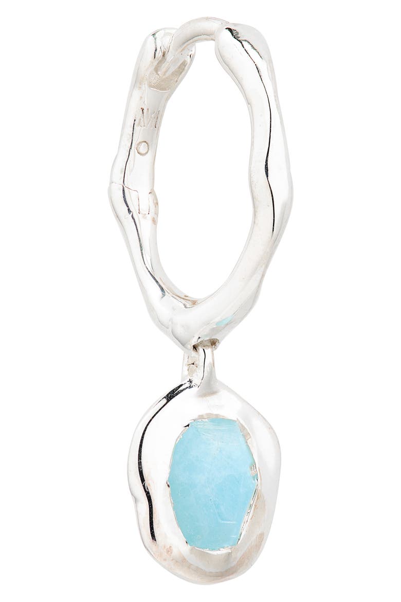 Odyssey Drop Huggie Hoop Earrings, Alternate, color, STERLING SILVER / AQUAMARINE