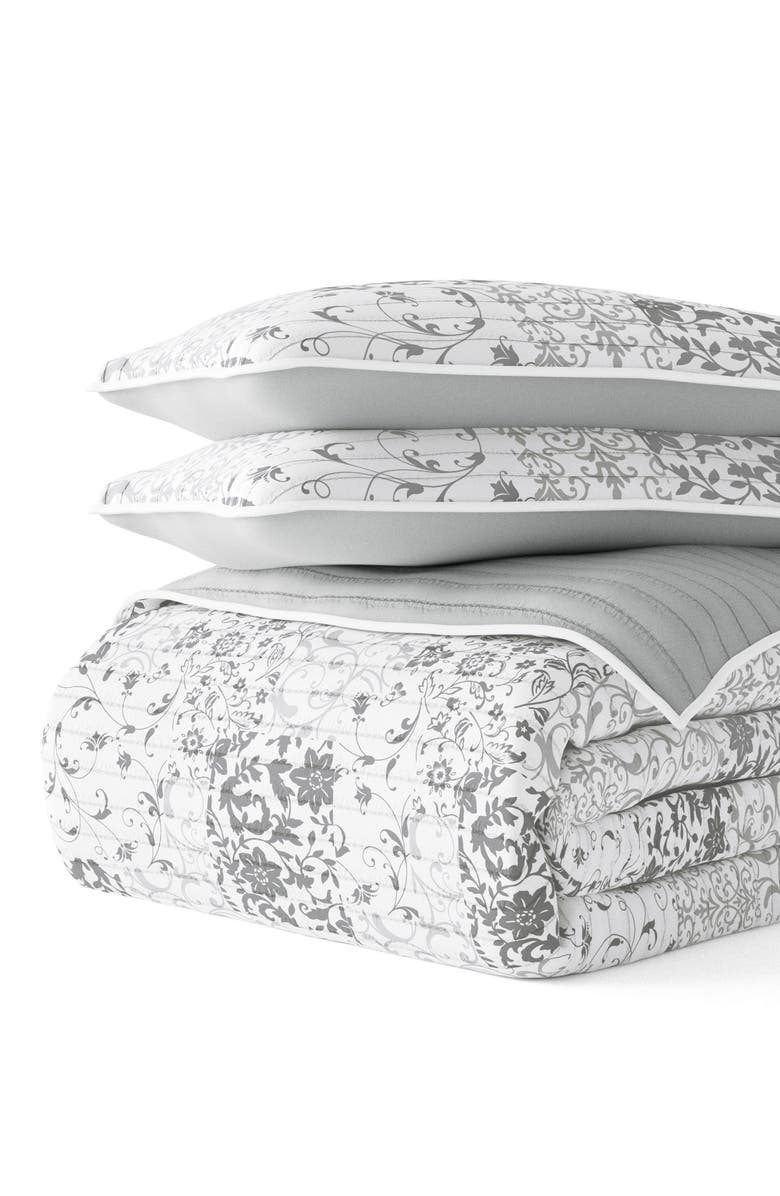 HOMESPUN All Season Patchwork 3-Piece Down Alternative Reversible Quilt Set, Alternate, color, Light Gray