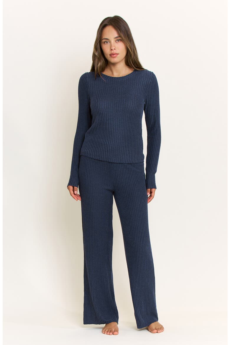 Dream Cloud Ribbed Long Sleeve Pajama Top, Alternate, color, MIDNIGHT