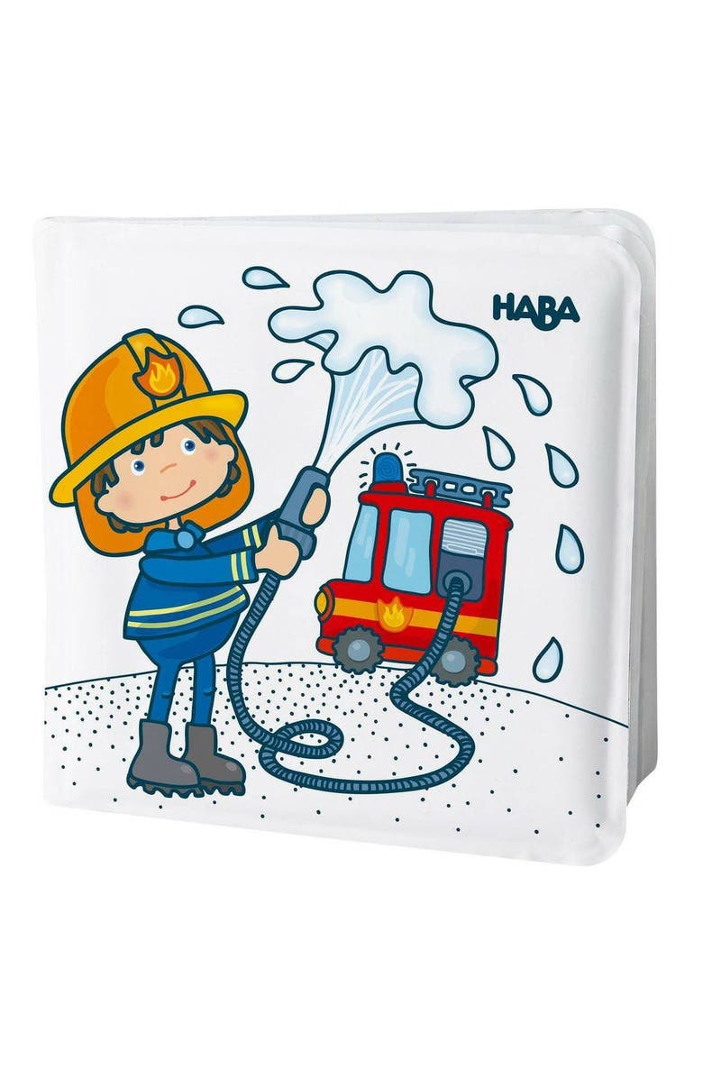 HABA Magic Bath Book Fire Brigade - Wet the Pages to Reveal Colorful Backgrounds in Tub or Pool, Main, color, Multi