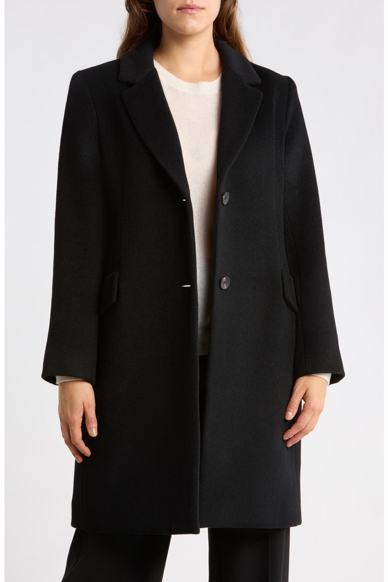 Wool Blend Notch Collar Coat, Alternate, color, BLACK