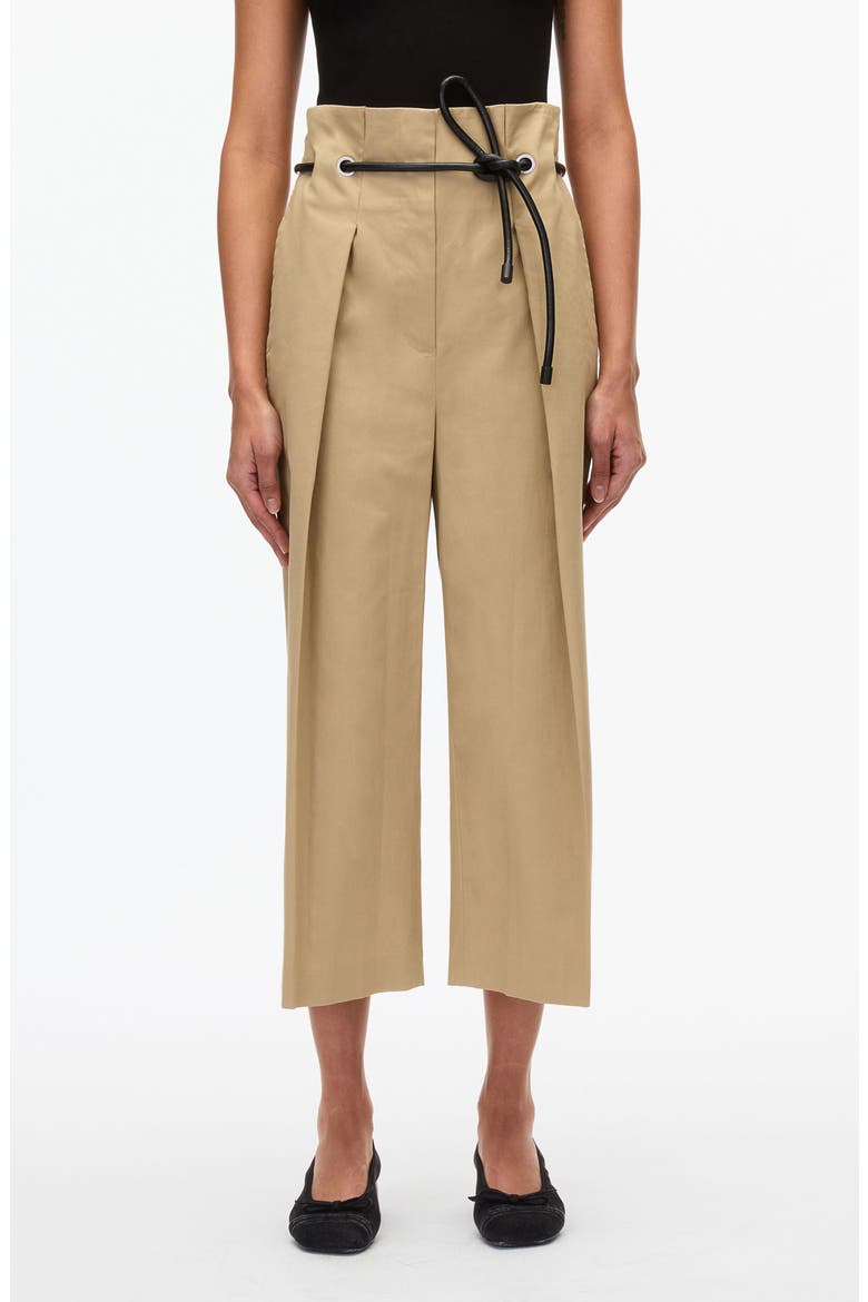 Origami Pleat Wide Leg Cropped Trousers, Main, color, KHAKI