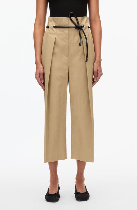 Origami Pleat Wide Leg Cropped Trousers