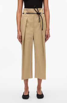 Origami Pleat Wide Leg Cropped Trousers