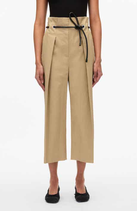 Origami Pleat Wide Leg Cropped Trousers