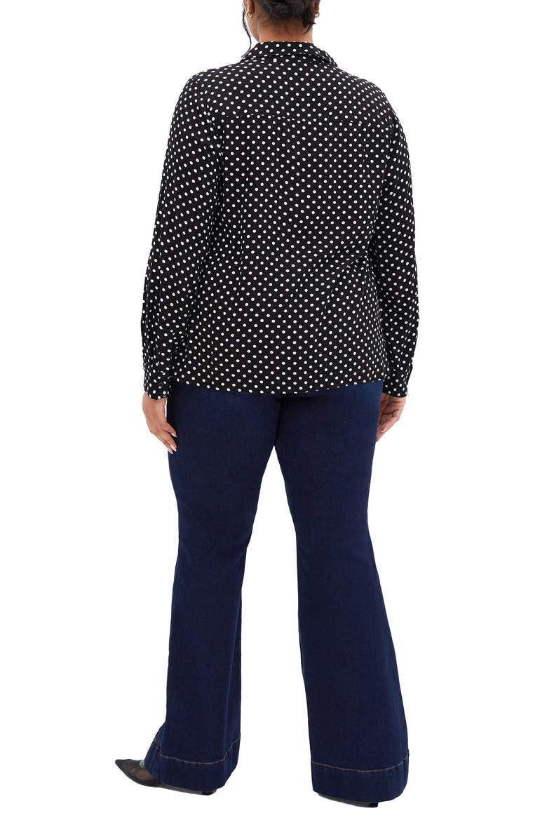 City Chic Hesper Polka Dot Button-Up Shirt, Alternate, color, 