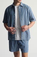 Brooklyn Industries Stripe Short Sleeve Cotton Button-Up Shirt