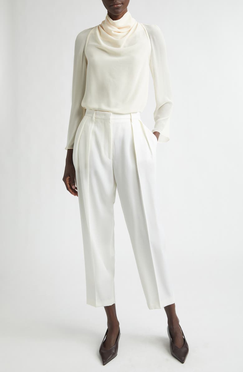 Altuzarra Emmett Pleated Merino Wool Tapered Leg Pants, Alternate, color, Ivory