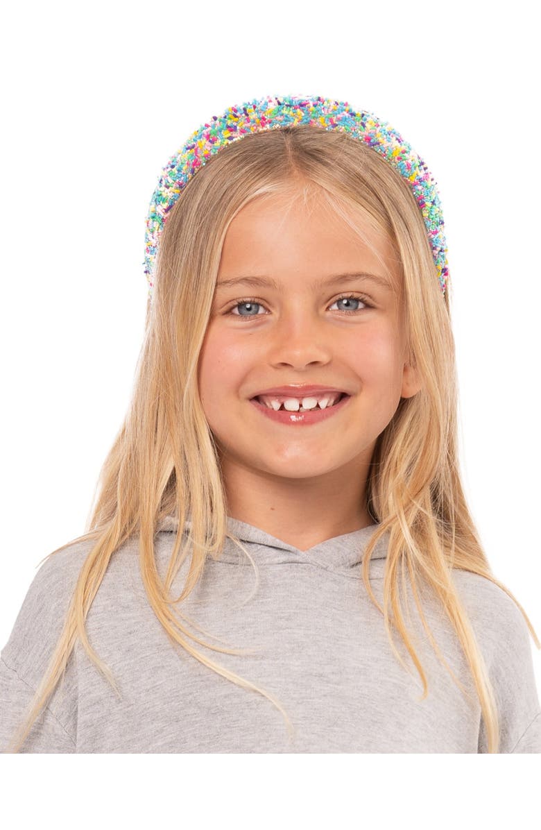 Malibu Sugar Confetti Puff Headband, Alternate, color, Confetti Blue