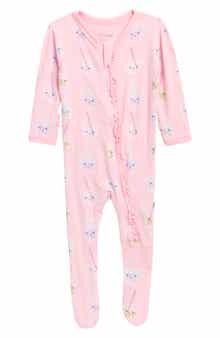 Boba Print Muffin Ruffle Zip Footie