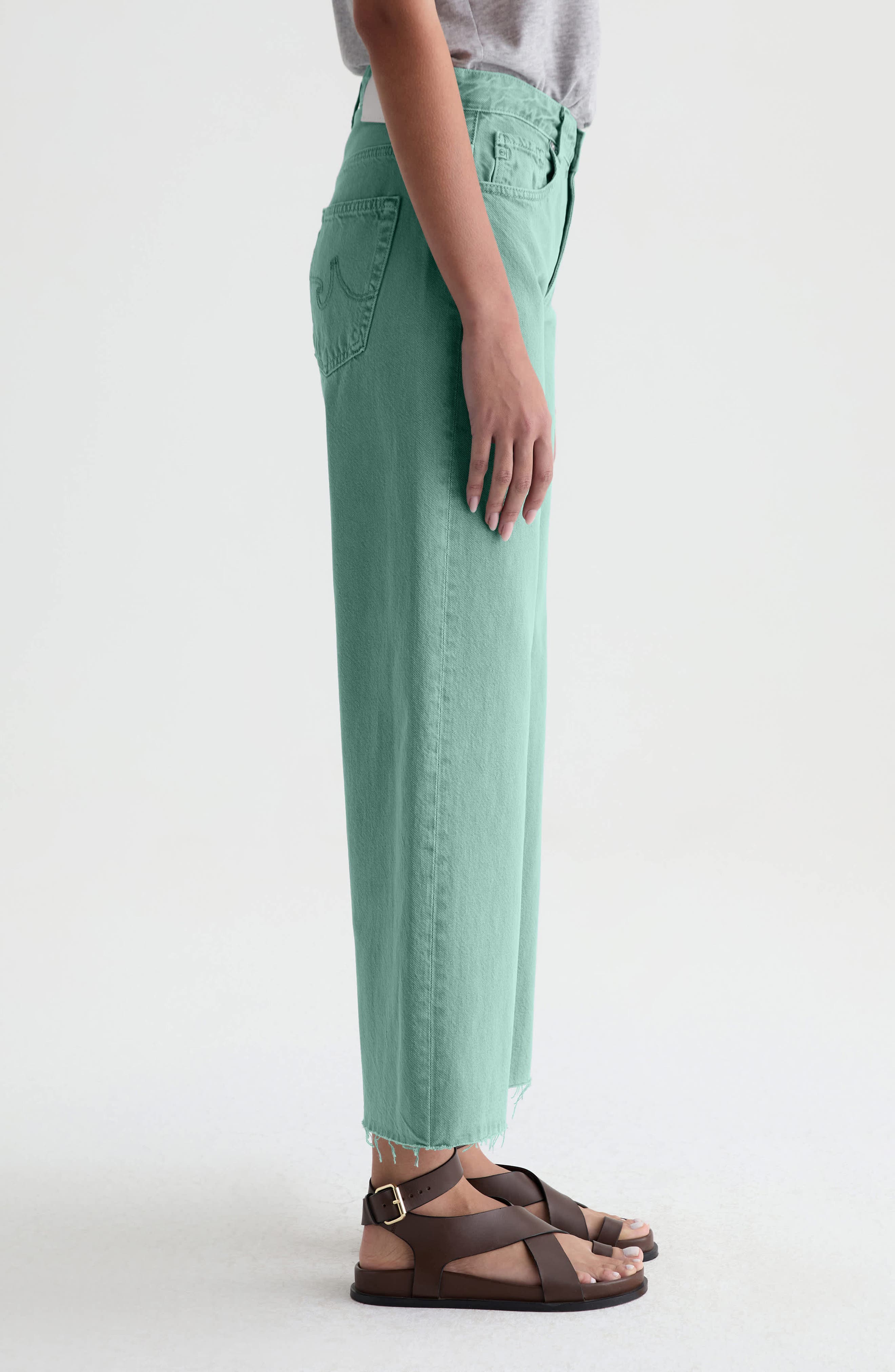 AG Saige Raw Hem Mid Rise Ankle Wide Leg Jeans (Women) | Nordstrom