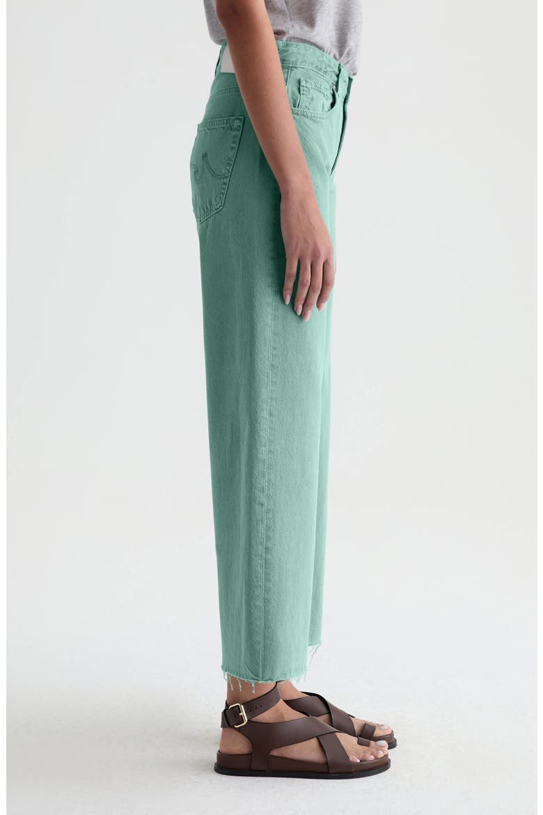 Saige Raw Hem Mid Rise Ankle Wide Leg Jeans, Alternate, color, SULFUR SUNWASHED JADE