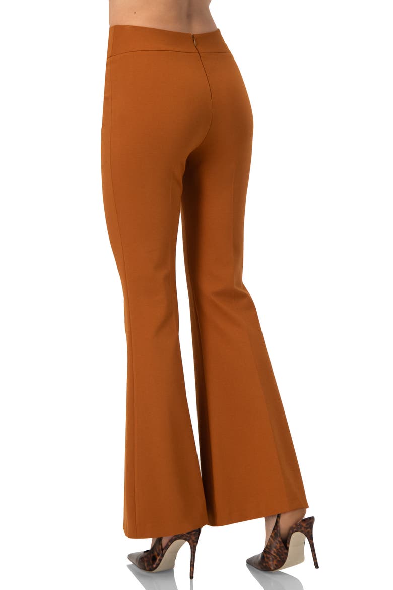 Flared Trousers with Wide Waistband, Alternate, color, Brown