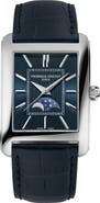 FREDERIQUE CONSTANT Classics Carrée Moonphase Automatic Tank Leather Strap Watch, 30mm x 42.3mm