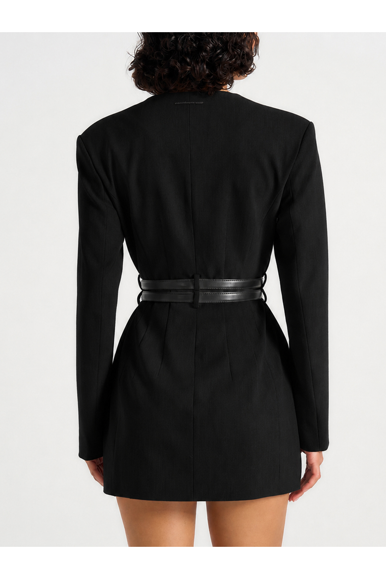 Sierra Double Breasted Belted Blazer Dress, Alternate, color, Black