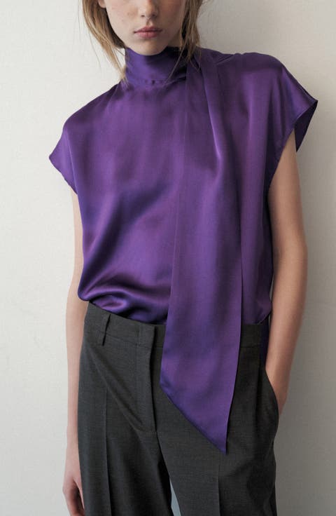 Silk Turtleneck Top