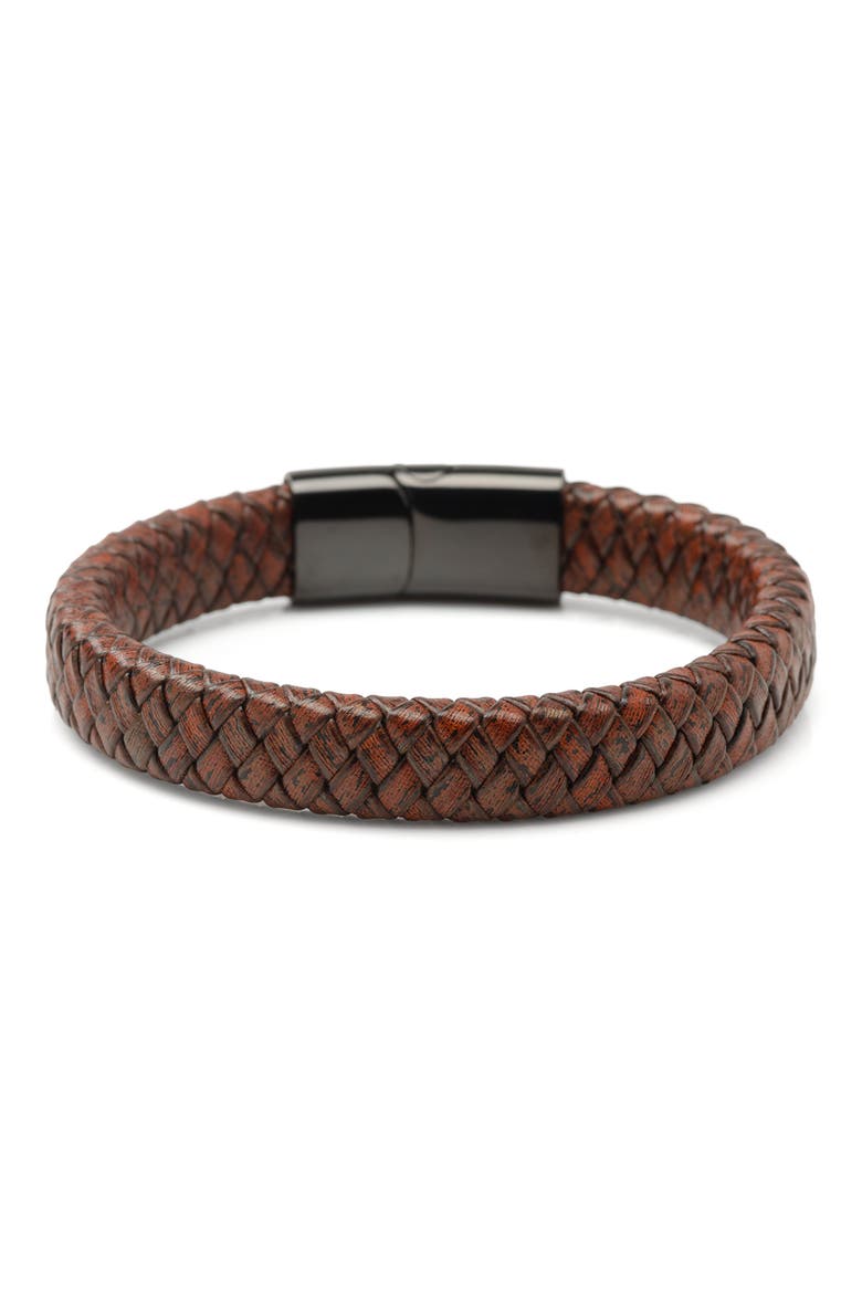 Braided Leather Bracelet, Main, color, RED
