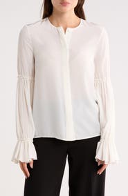Longchamp Long Sleeve Silk Button-Up Shirt