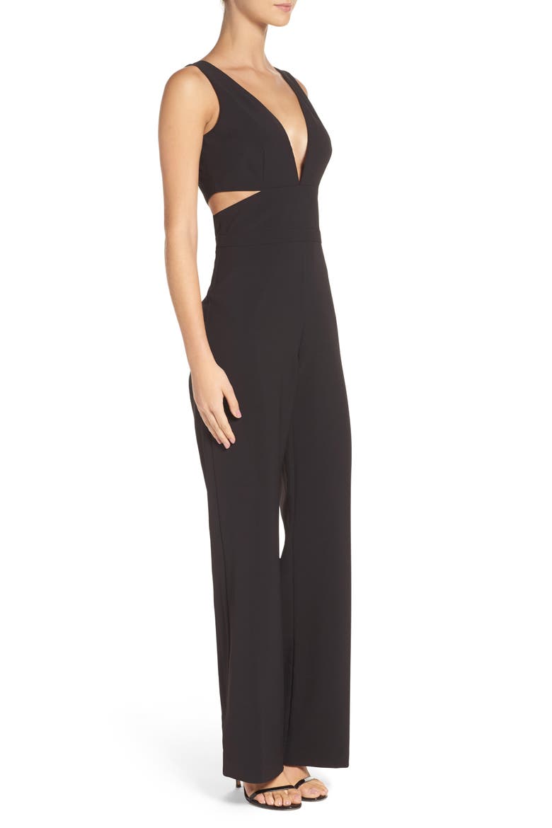 Cutout Jumpsuit, Alternate, color, BLACK