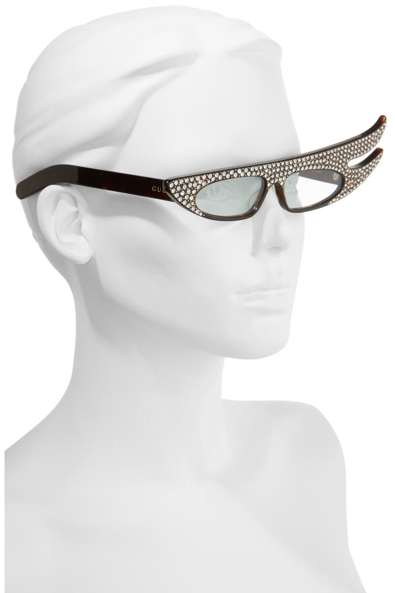 56mm Embellished Statement Sunglasses, Alternate, color, HAVANA