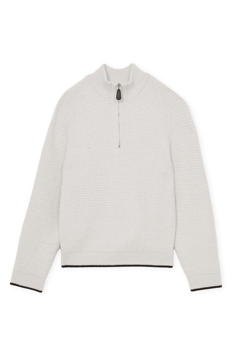 Reiss Stockdale Chevron Quarter-Zip Sweater, Alternate, color, Winter White