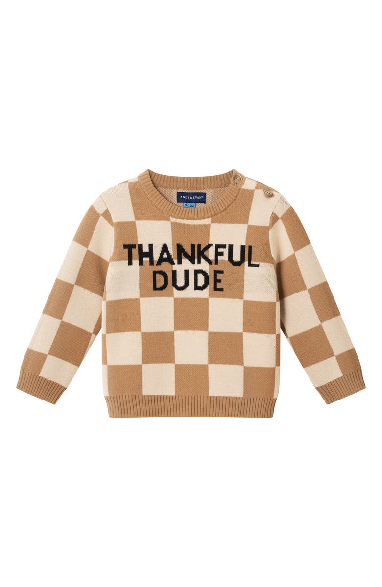 Andy & Evan Kids' Thankful Dude Sweater & Joggers Set, Alternate, color, Brown
