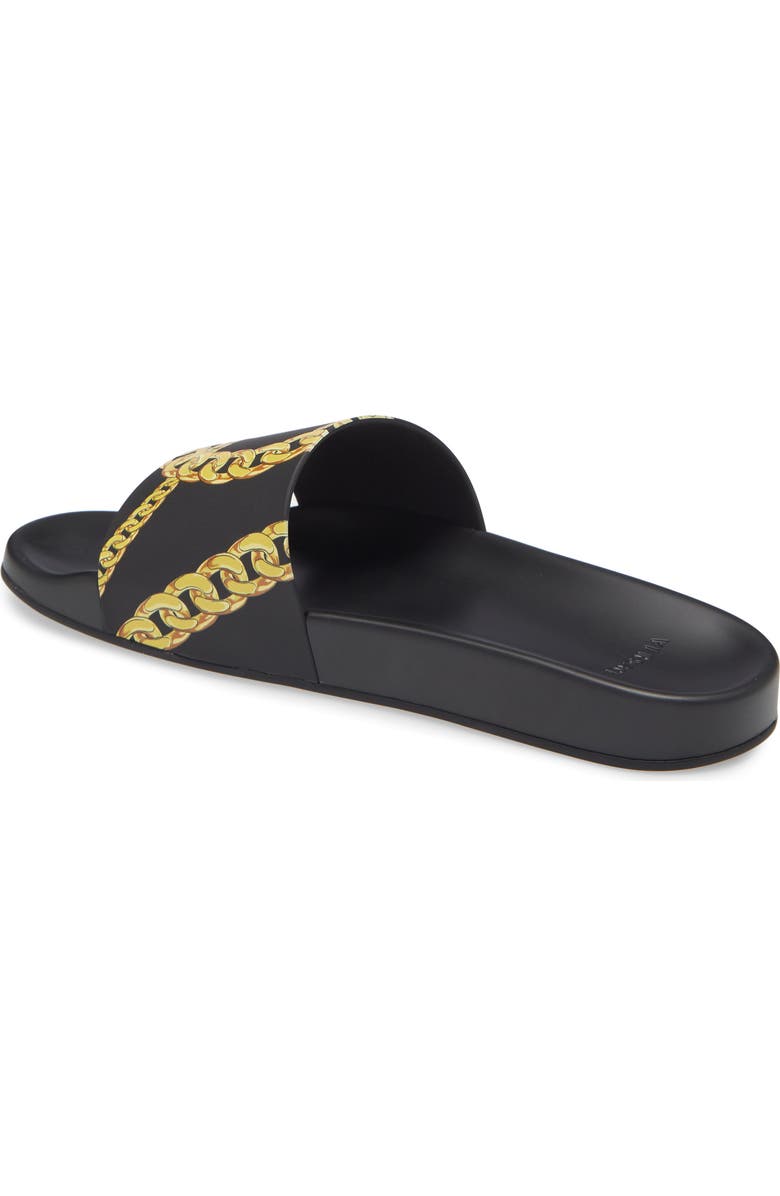 Versace Chain Print Slide Sandal, Alternate, color,