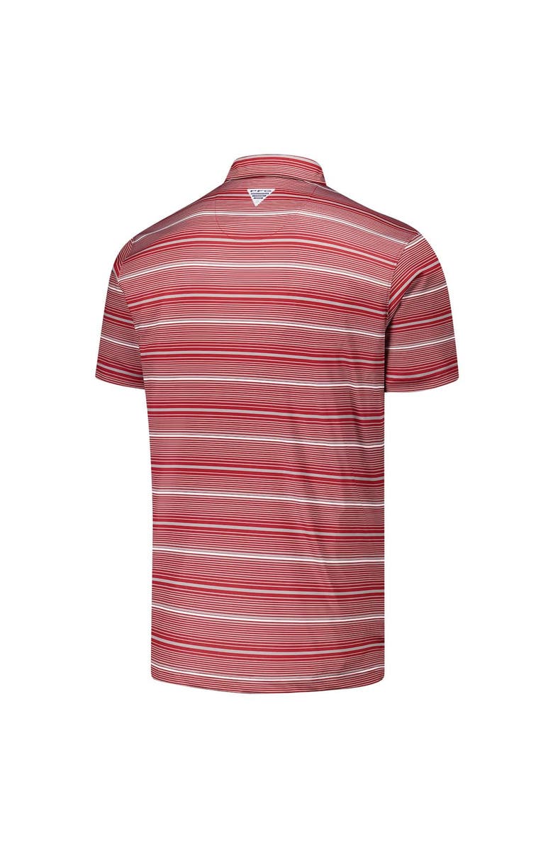 Columbia Men's Columbia Crimson Oklahoma Sooners PFG Super Terminal Tackle<sup>™</sup> Omni-Shade<sup>™</sup> Stripe Polo, Alternate, color, Crimson