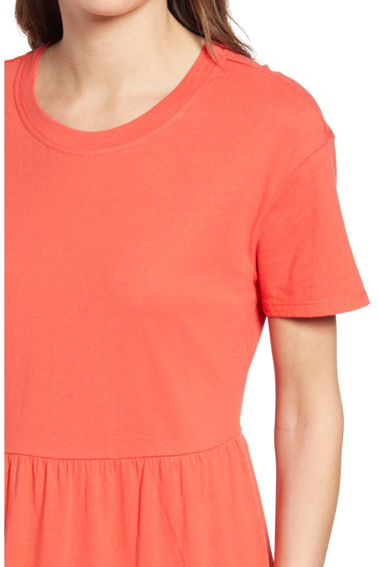 Tiered T-Shirt Dress, Alternate, color, RED CAYENNE