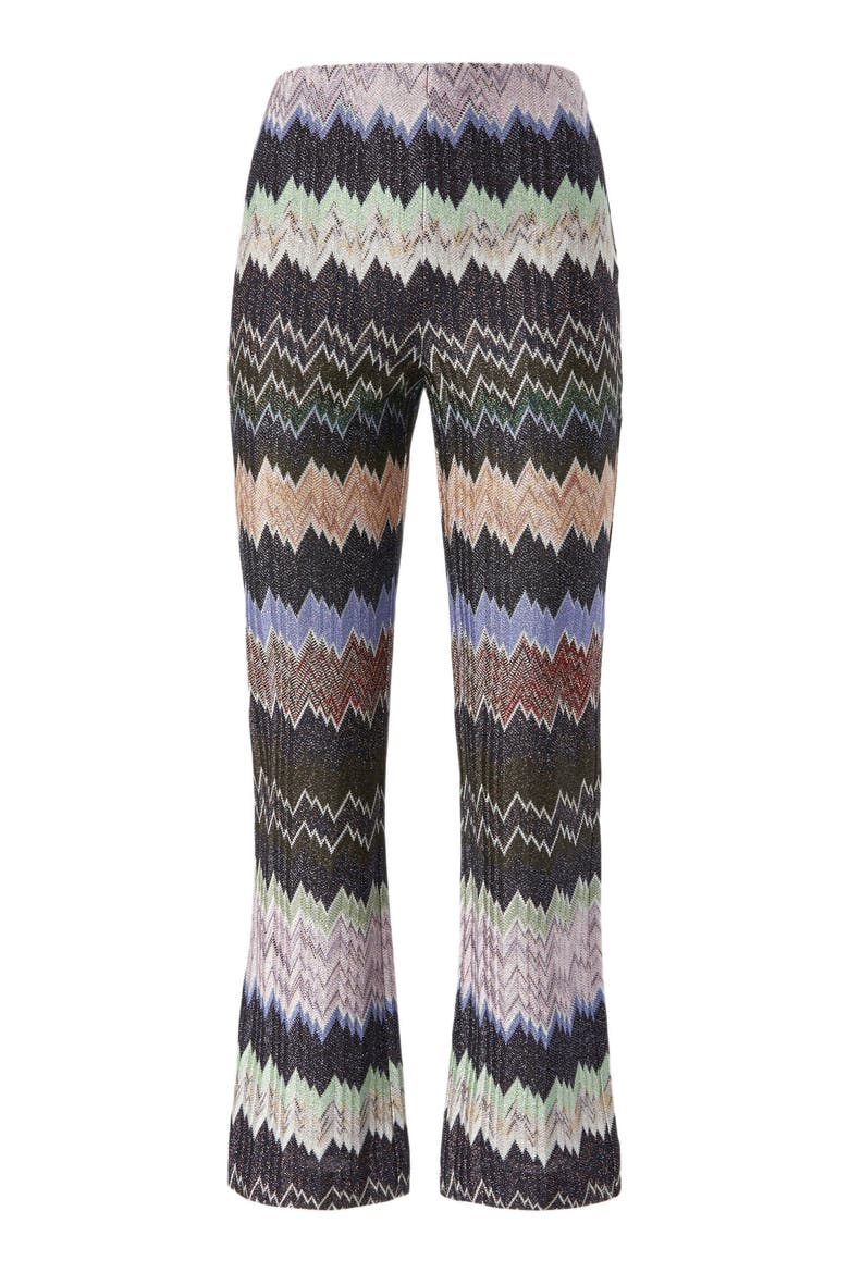 Cropped Trousers In Viscose Lamé Snake Motif, Alternate, color, Multicoloured