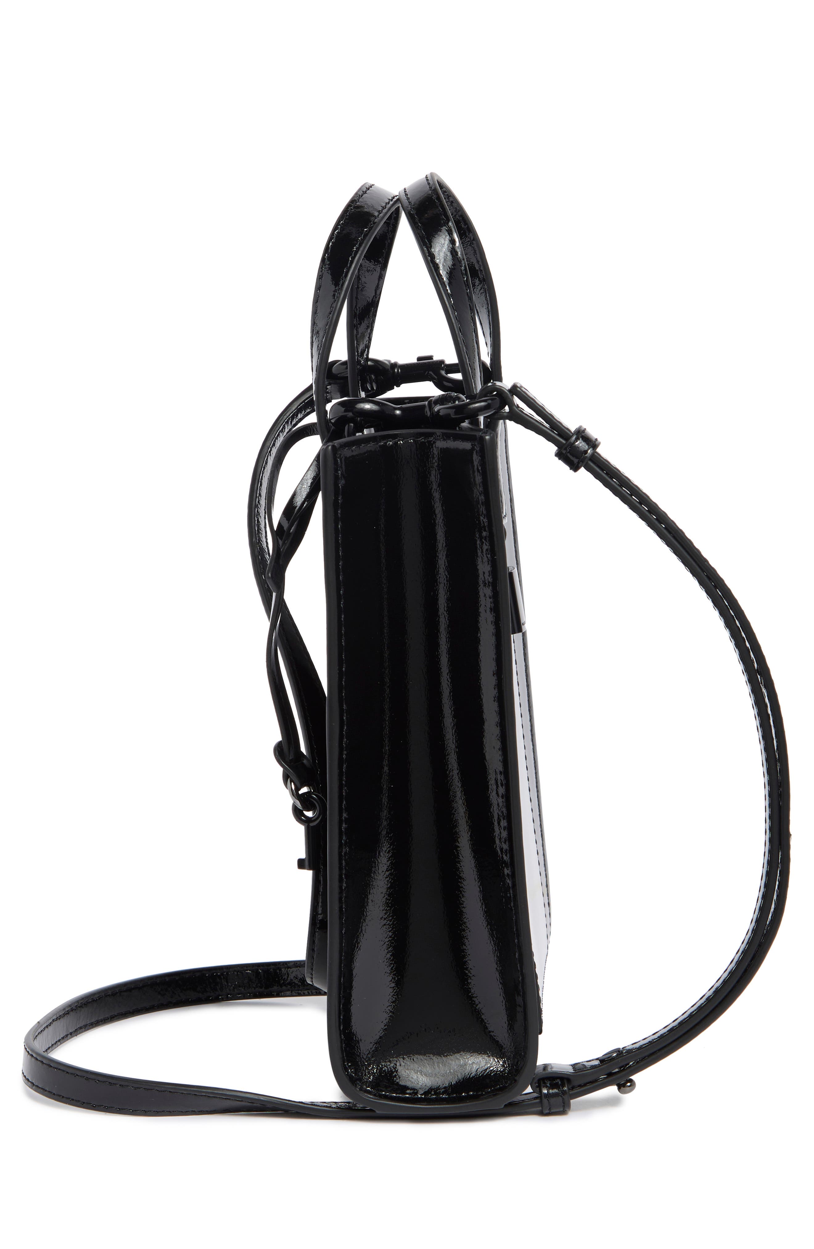 Marc Jacobs Micro Patent Leather Tote, Alternate, color, Black