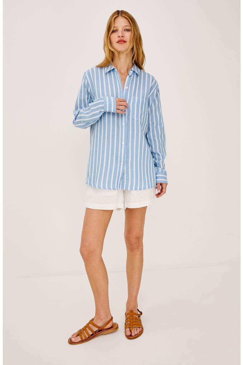 Freeman Cotton Button-Up Shirt, Alternate, color, SALTWATER STRIPE