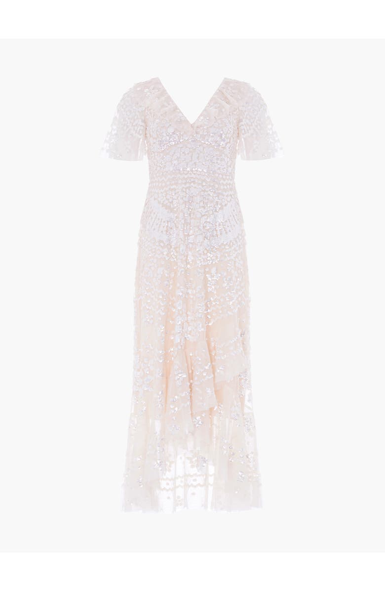 Needle & Thread Anais Sequin Frill Ankle Gown, Alternate, color, Cream