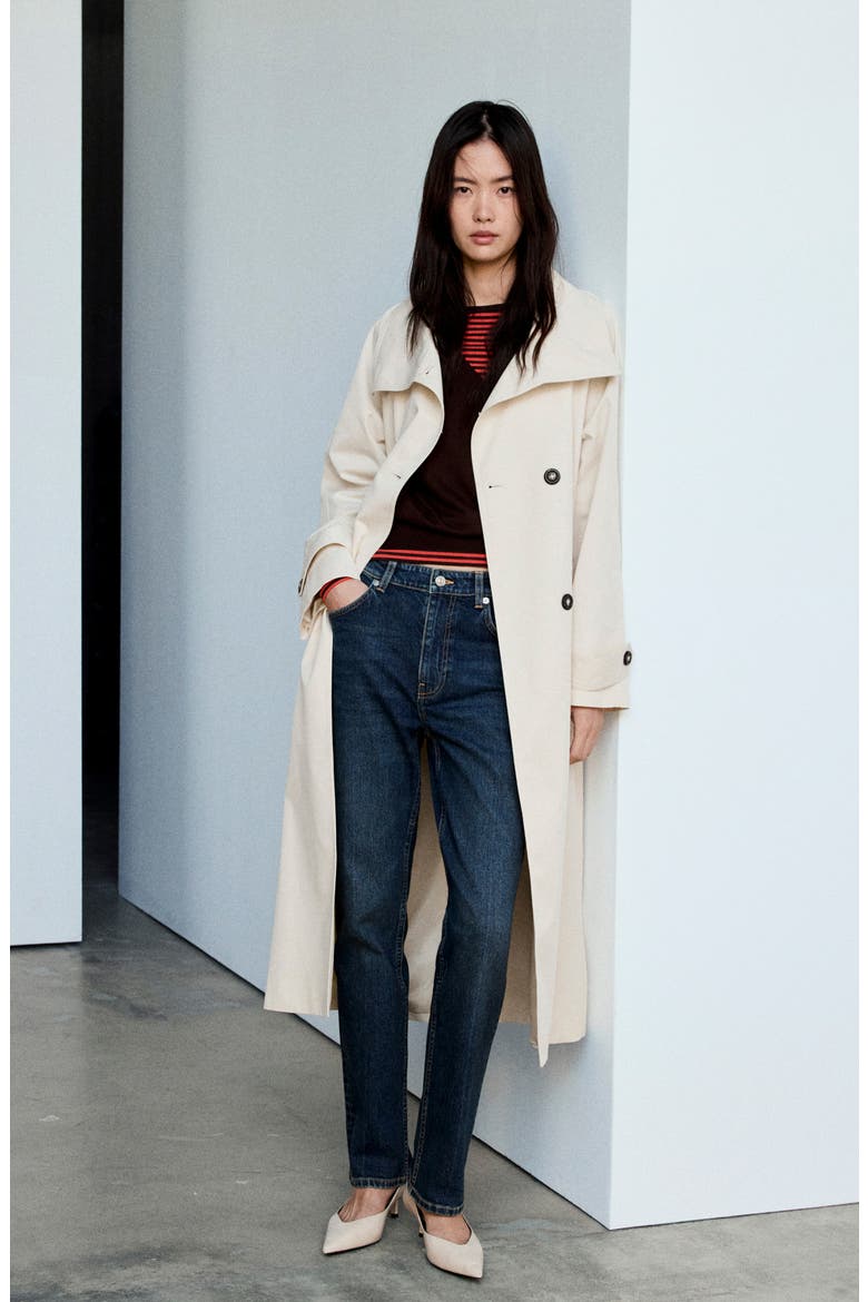 Double Breasted Trench Coat, Alternate, color, OFF WHITE