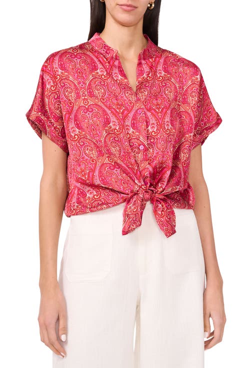 Textured Tie Front Shirt