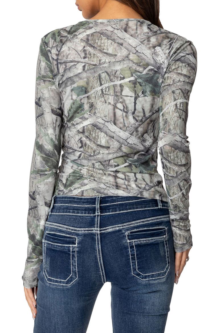 Camo Babe Mesh Long Sleeve Top, Alternate, color, OLIVE