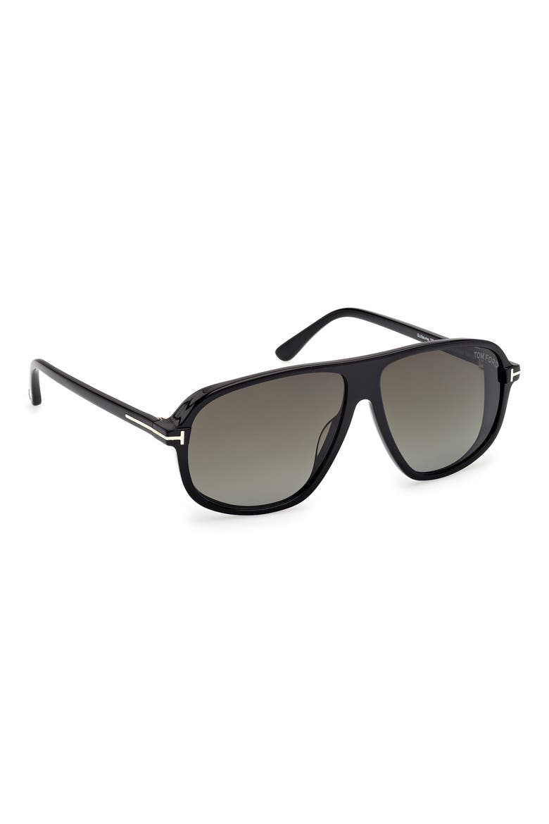 Guillaume 61mm Gradient Pilot Sunglasses, Alternate, color, SHINY BLACK ECO / SMOKE LENSES