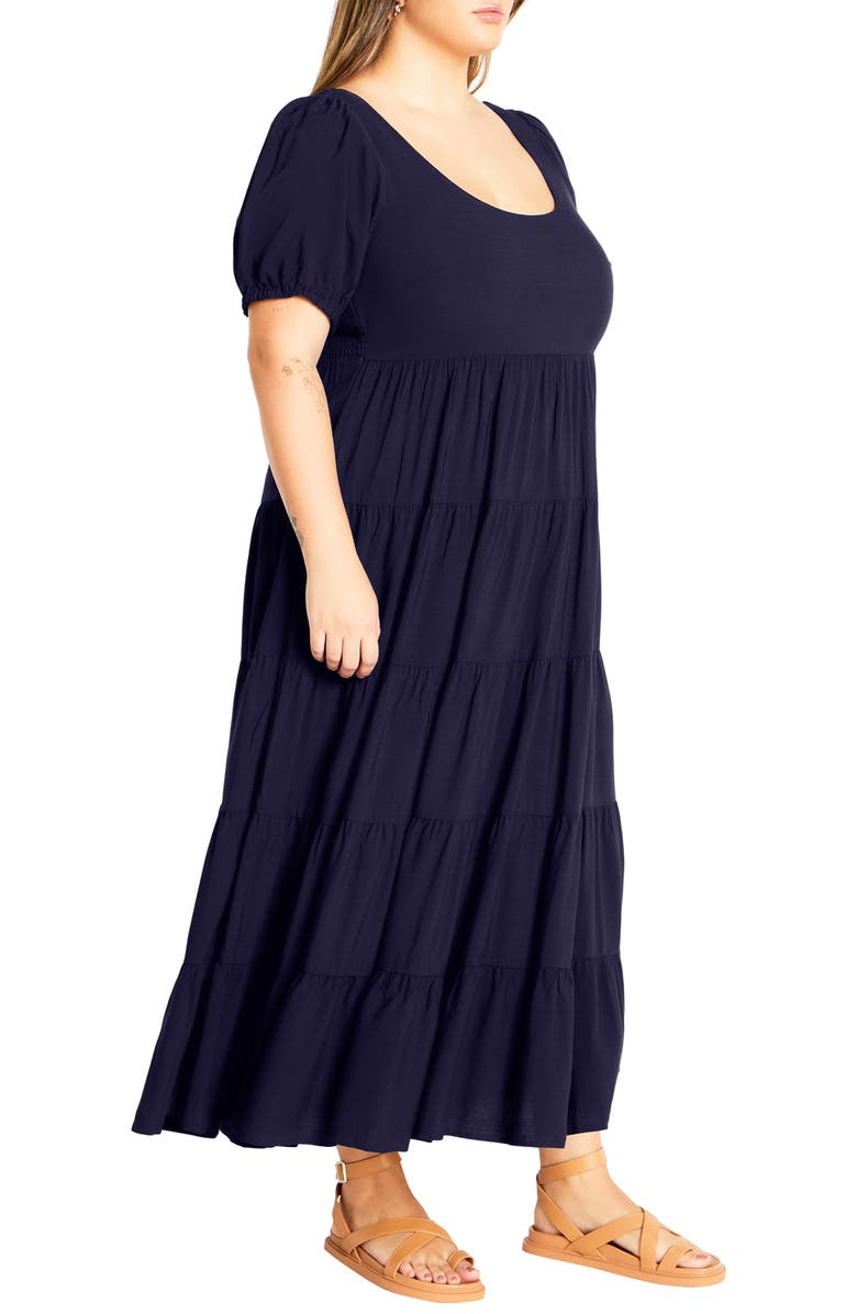 City Chic Mila Tiered Maxi Dress, Alternate, color, Navy