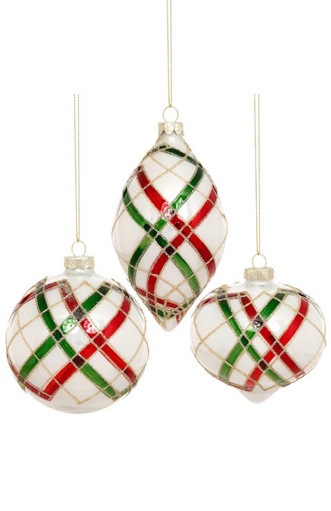 Holiday Plaid Ornament, Box of 6