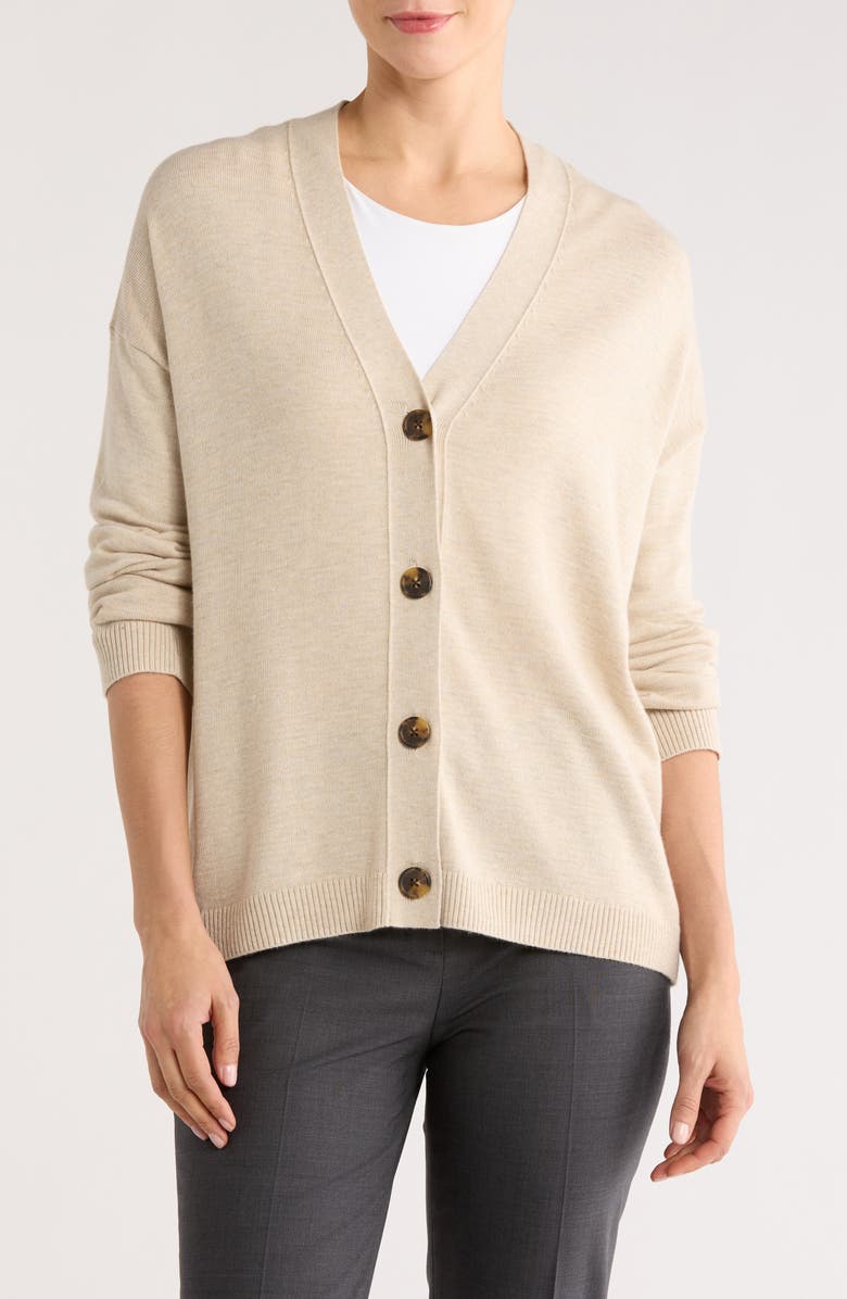 Nordstrom Lightweight Buttoned Cardigan, Main, color, Beige Oatmeal Medium Heather