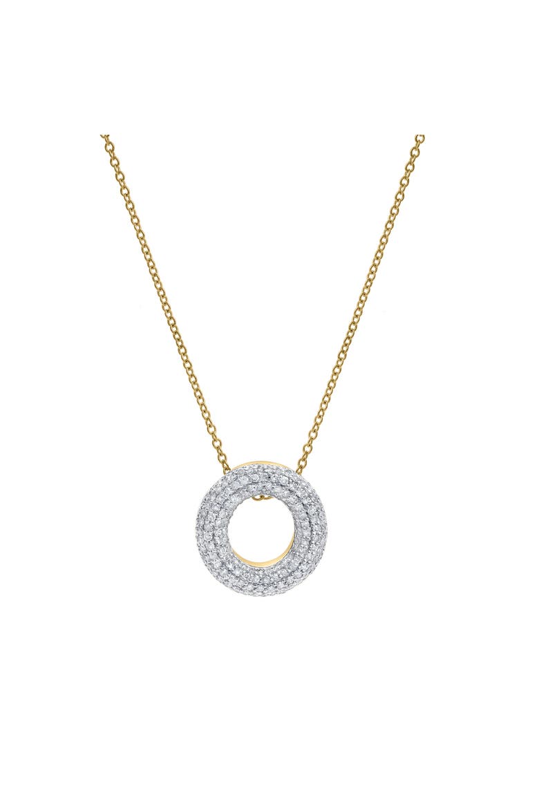 Big Bubble Initial Letter 14K Yellow Gold Diamond Pendant Necklace, Main, color, Gold O