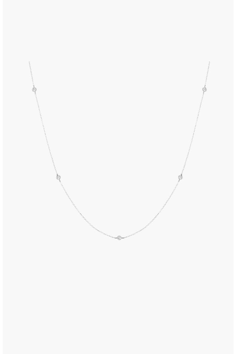 Lab Grown White Sapphire Station Necklace, Main, color, White Gold