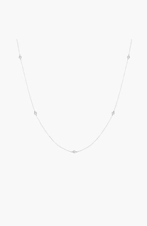 Lab Grown White Sapphire Station Necklace