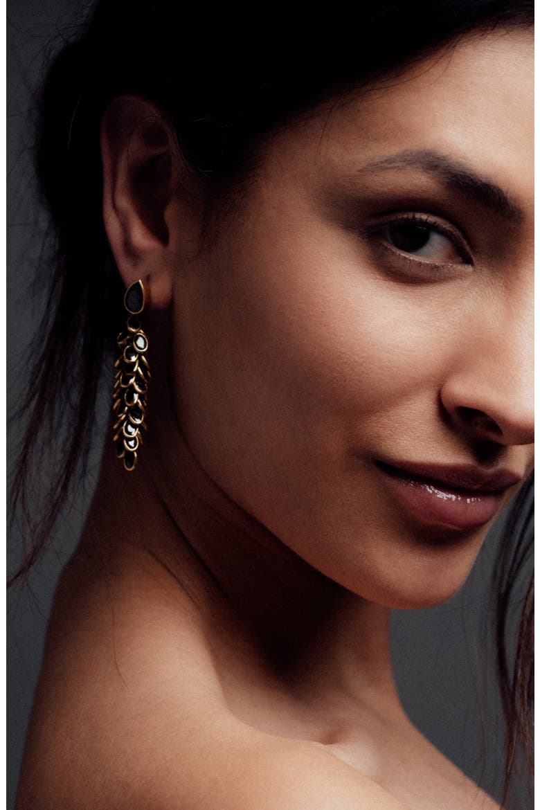 Crystal Long Drops, Alternate, color, Black and Gold