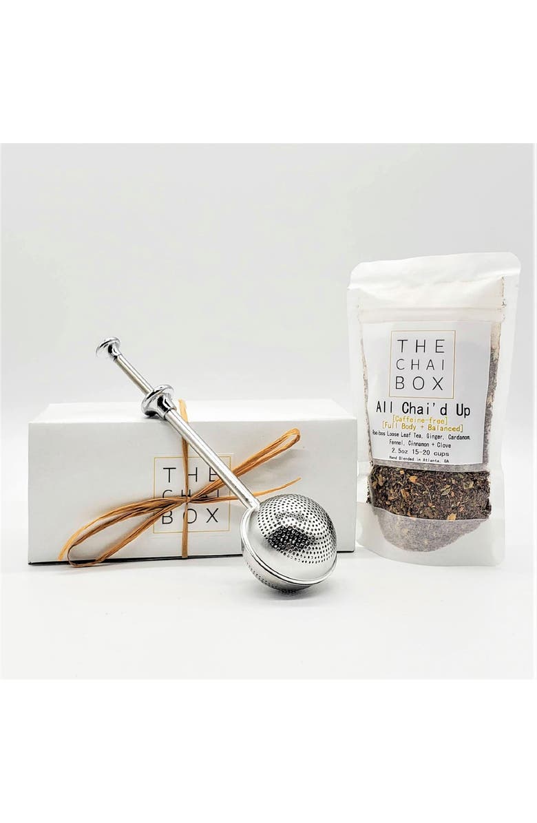 The Chai Box All Chai'd Up Rooibos Caffeine Free Tea & Steeper Gift Set, Main, color, 