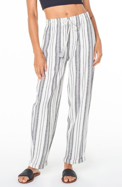 Kapena Stripe Linen Blend Drawstring Pants