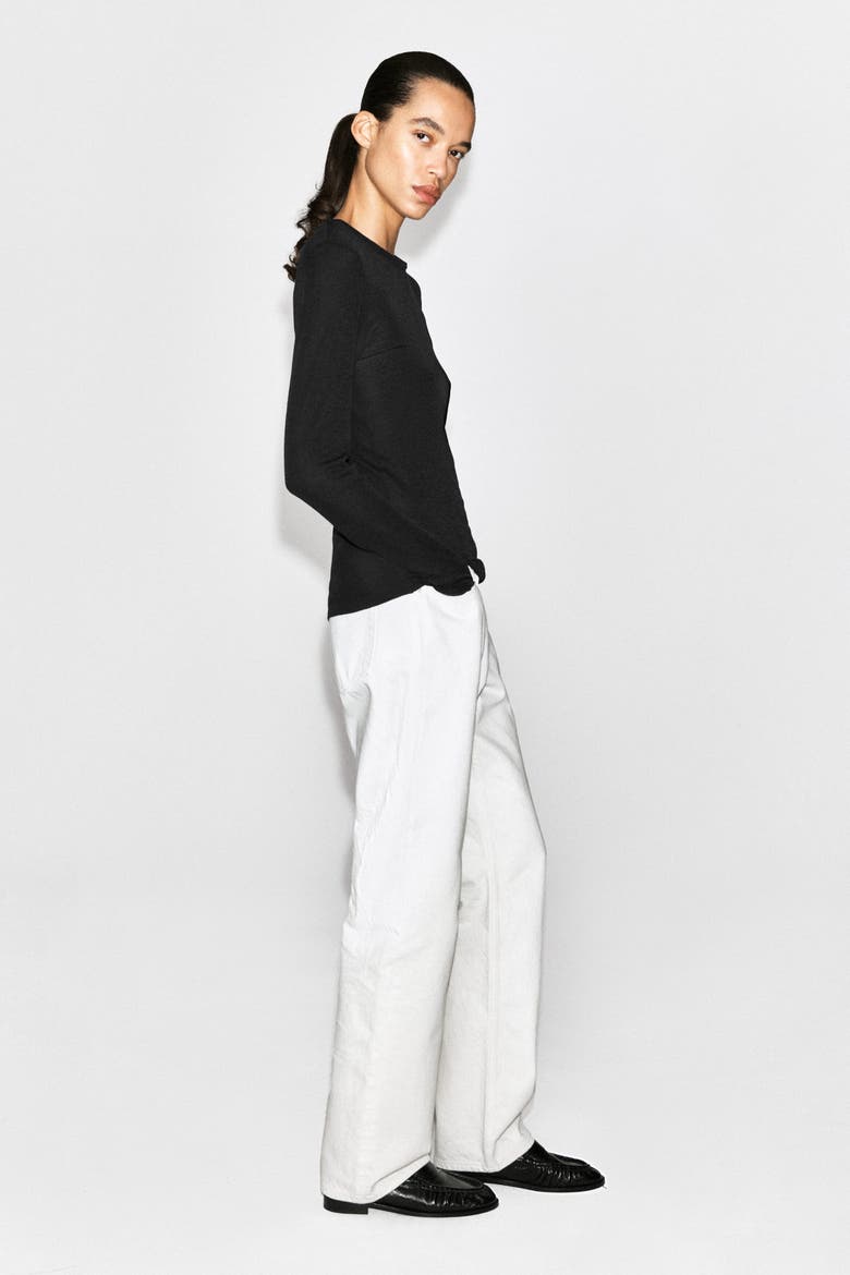 Cotton Long-Sleeved Top, Alternate, color, BLACK