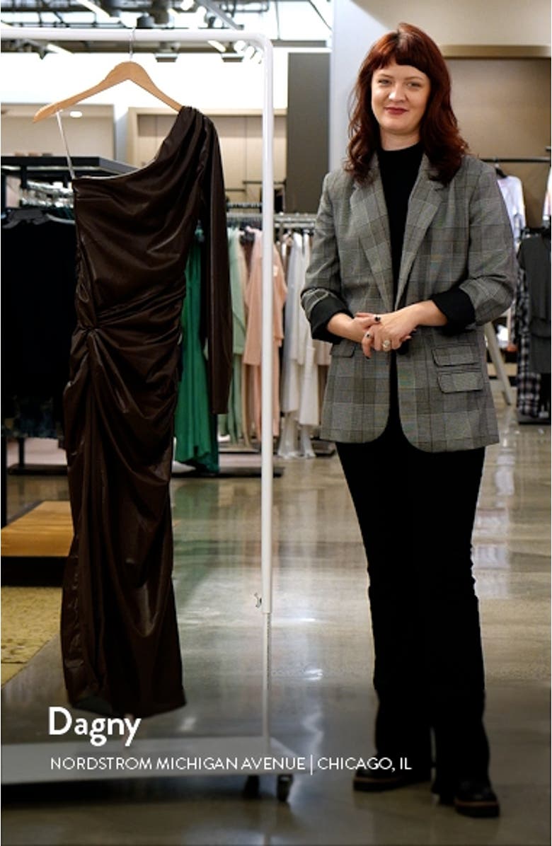 Octavia One-Shoulder Faux Leather Dress, sales video thumbnail